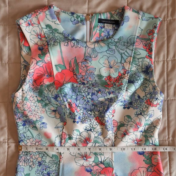 Turquoise Floral Sleeveless Fit and Flare Dress - Picture 5 of 8